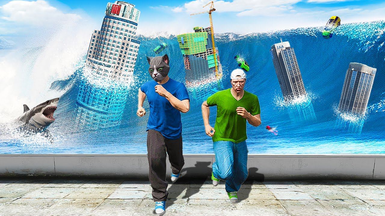 ВЫЖИВАНИЕ ВМЕСТЕ С РАЙЛЮХОЙ В ОГРОМНОМ ЦУНАМИ! КАК ПЕРЕЖИТЬ КОНЕЦ СВЕТА ГТА 5 МОДЫ МУРКА смотреть онлайн