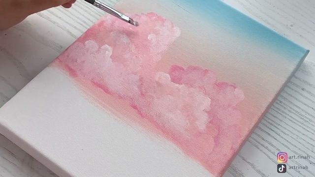 ✨AESTHETIC✨ Acrylic Pink Cloud Painting | Cotton candy clouds in rose garden смотреть онлайн
