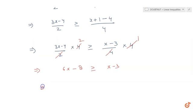 Solve `(3x-4)/2geq(x+1)/4-1` . Show the graph of the solutions on number line.... смотреть онлайн