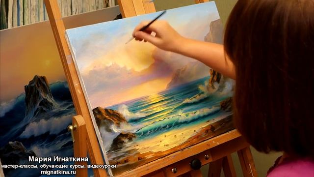 Как нарисовать закат на море. Художник Мария Игнаткина. Часть 5/5 смотреть онлайн