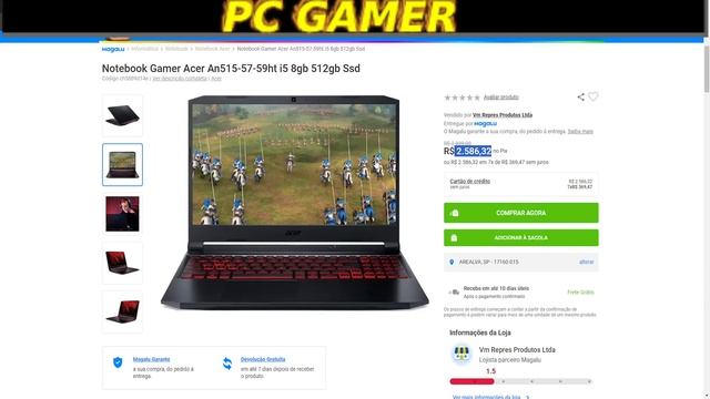 ACER AN515-57-585H Notebook Gamer Nitro 5, CI5 11400H, 8GB, 1TB SDD, (NVIDIA GTX 1650) Windows 11 смотреть онлайн