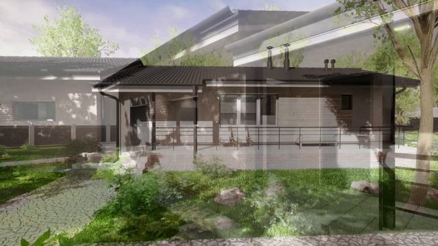 Проект бани с гаражом. Гараж на 2 авто. Сауна и комната отдыха. Санузел + парная + душевая смотреть онлайн