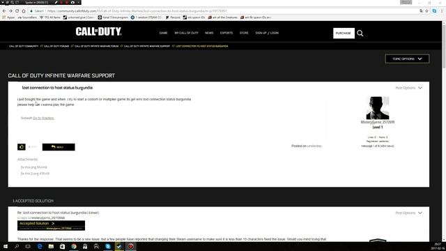 Call Of Duty Infinite Warfare ERROR lost connection to host status burgundia смотреть онлайн