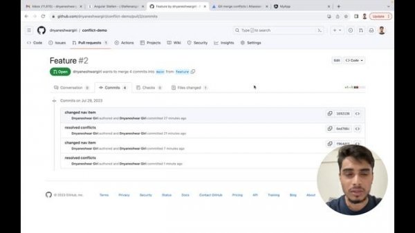 how to resolve conflicts in pull request | git branch merge conflict | git branch merge vs rebase