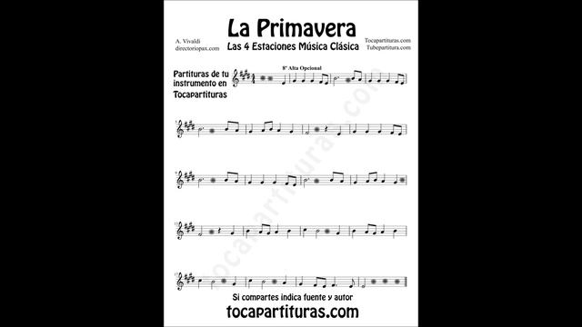 The Spring from The Four Seasons Sheet Music for Flute Violin Clarinet Sax Trumpet Trombone Viola смотреть онлайн