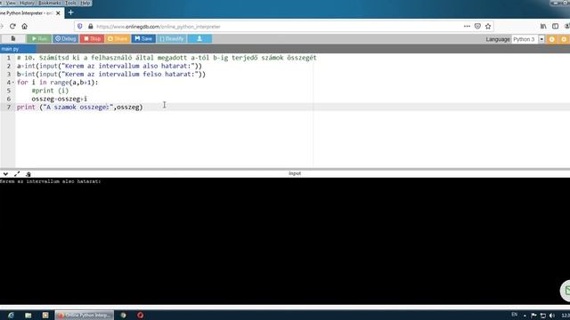 PYTHON PROGRAMOZÁS (ALAPOK) – 8. RÉSZ: A-B INTERVALLUMBÓL VALÓ SZÁMOK ÖSSZEGE, ÁTLAGA смотреть онлайн