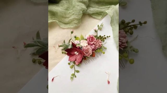 Гр-327-Цветочный гребень с пыльно-розовыми цветами