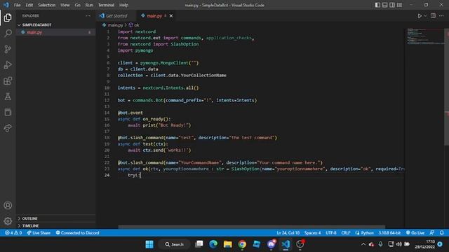 nextcord tutorial pt2 | storing data with mongodb смотреть онлайн