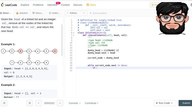 Leetcode Question 203 "Remove Linked List Elements" in Python смотреть онлайн