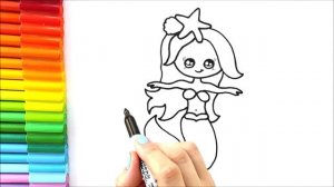 Рисунок русалки с розовыми волосами! Милый рисунок русалки - Как нарисовать русалку