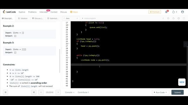 Merge k Sorted Lists | LeetCode 23 | Java смотреть онлайн