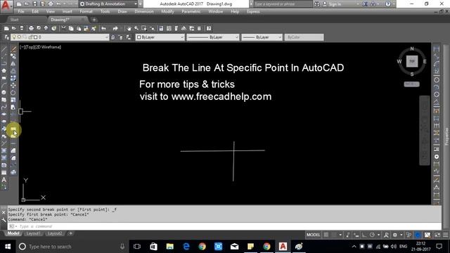 Break The Line At Specific Point In AutoCAD смотреть онлайн