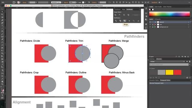 Adobe Illustrator Pathfinder, Shape Modes and Alignment смотреть онлайн