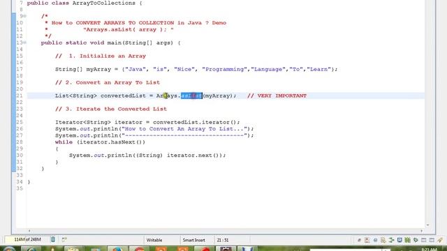 HOW TO CONVERT ARRAYS TO COLLECTION IN JAVA DEMO смотреть онлайн
