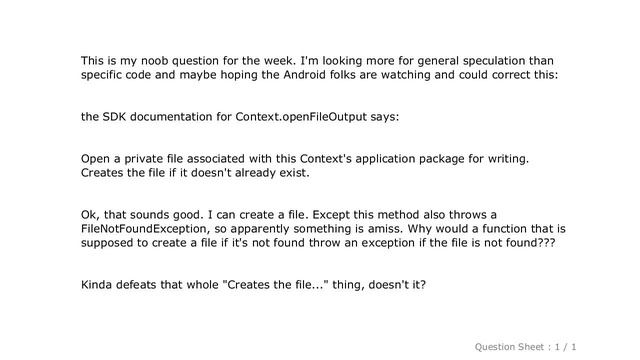 Android : openFileOutput FileNotFoundException смотреть онлайн