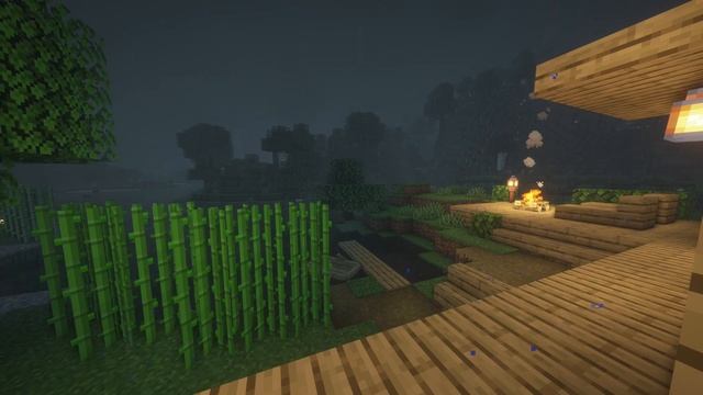 Minecraft Peaceful for Sleeping - 10 hours rain and campfire at night. Java 4k with shaders смотреть онлайн