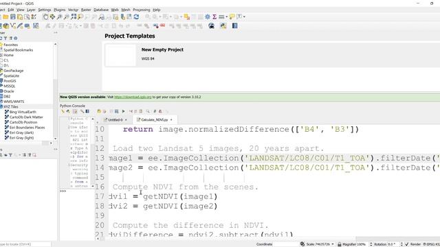 Google Earth Engine: How to Calculate NDVI in QGIS Earth Engine Plugin and Python смотреть онлайн