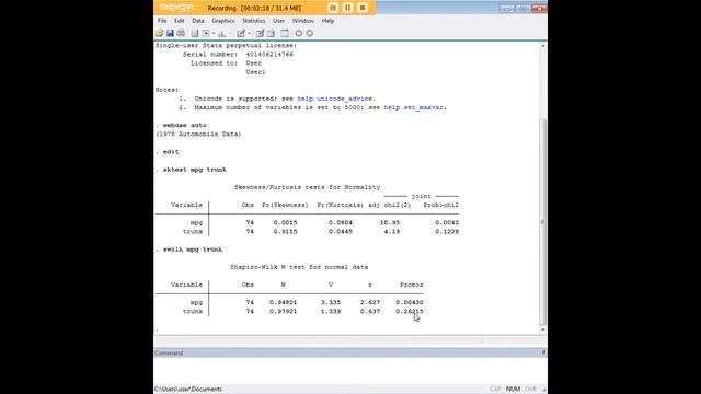 Stata skewness kurtosis normality смотреть онлайн