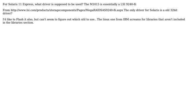 What driver for M1015 for Solaris 11 Express смотреть онлайн