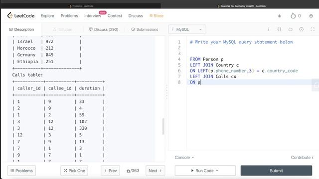LeetCode Medium 1501 "Countries You Can Safely Invest In" Interview SQL Question with Explanation смотреть онлайн