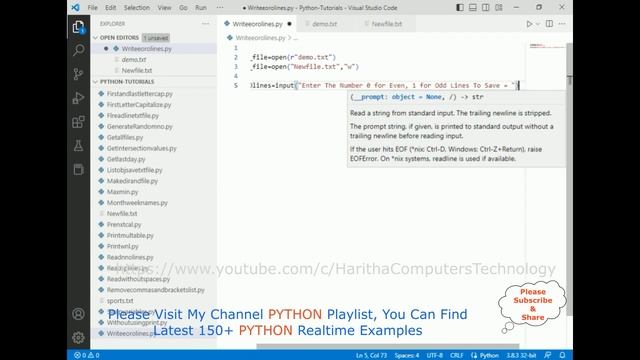 #139 Python Read Even or Odd Lines Rows From File and Write Into Another .py Tutorial смотреть онлайн