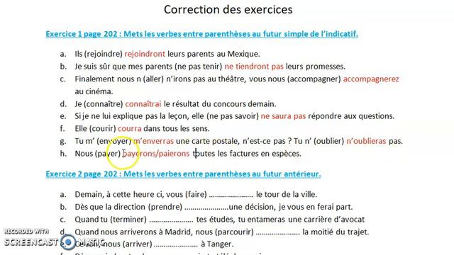 Correction des exercices du futur simple/ futur antérieur 2AC смотреть онлайн