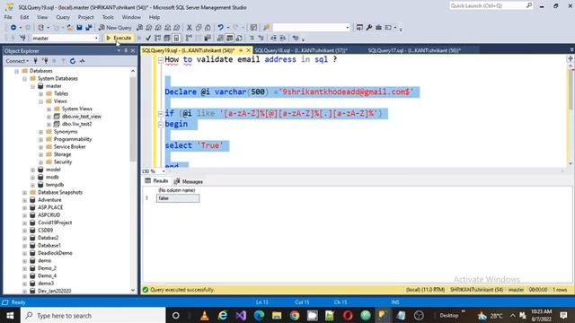 Email validation in SQL Server||Email Validation||SQLISEASY #sqlserver #email #validation смотреть онлайн