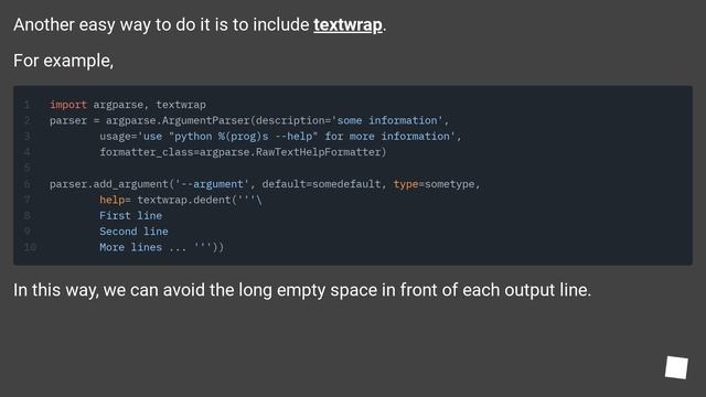 How to insert newlines on argparse help text? смотреть онлайн