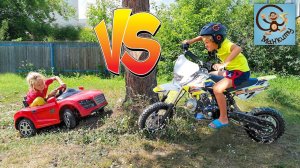 Kids and Car. Diana and Danya and the Red Car - Pretend Play