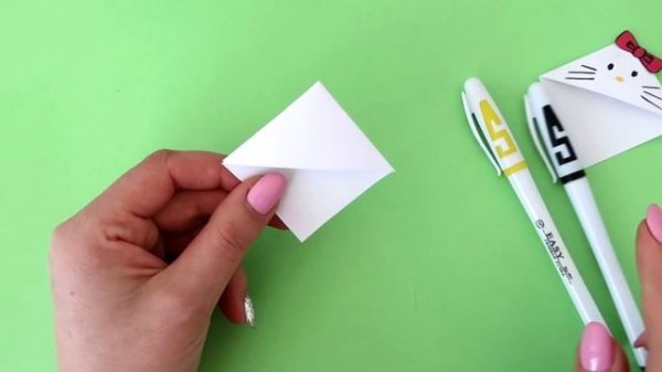 ЗАКЛАДКА ДЛЯ КНИГ Hello Kitty. Оригами из бумаги | Corner bookmark origami Hello Kitty