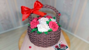 3д Торт КОРЗИНА С РОЗАМИ из мастики своими руками/3d Cake BASKET WITH ROSES - Я - ТОРТодел!