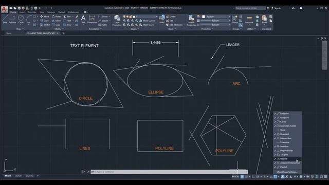 Autocad LT 2020 Tutorial | Snap Settings - Advanced смотреть онлайн