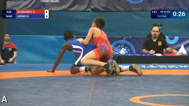 1/4 GR - 42 Kg: G. GURBANOV (AZE) Df. H. ASINO (NAM) By VSU, 8-0
