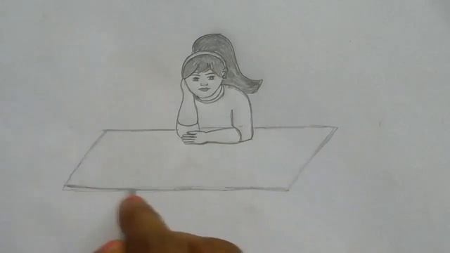 HOW TO DRAW  EASILY  A GIRL  SITTING  ON  A  TABLE