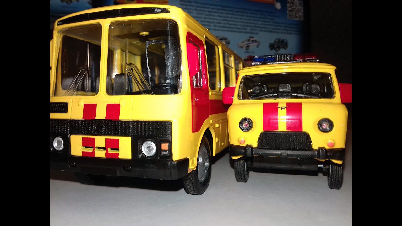 Газовая служба обзор моделек 1/43 ПАЗ 32053 и УАЗ 39625 AUTOTIME. Про машинки.