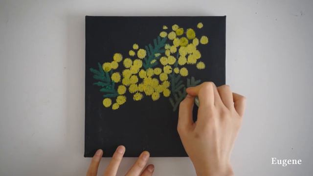 Mimosa illustration! Oil Pastel Painting for Home Decoration #51 смотреть онлайн