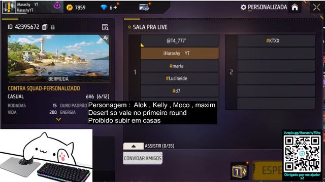 🔥 FREE FIRE - AO VIVO 🔥4X4 E 6X6 AO VIVO 🔥SALA COM INSCRITOS 🔥 смотреть онлайн