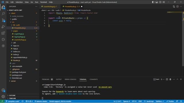 2.5 Implementing Private Routes смотреть онлайн