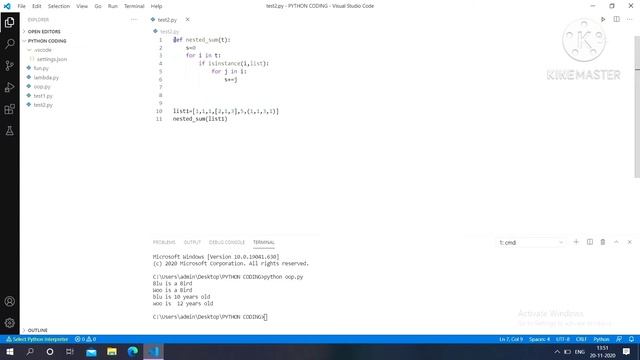 How to calculate sum of items of nested list in Python | Coding with Fun | Python programming смотреть онлайн
