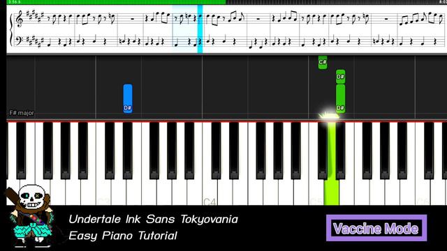 Undertale Ink Sans Tokyovania Easy Piano Tutorial смотреть онлайн