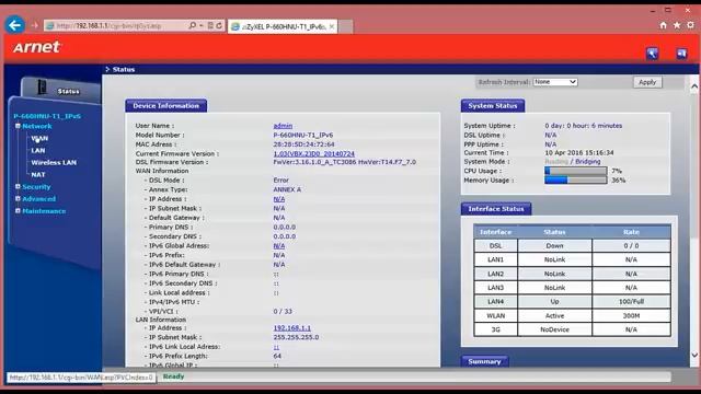 Modem ZyXel P660HNU T1 Modo Router