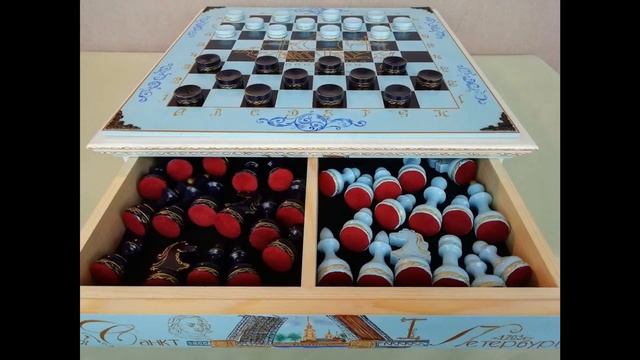 Шахматный ларец ручной работы "Санкт-Петербург", Пётр 1, ручная роспись по индивидуальному проекту. смотреть онлайн
