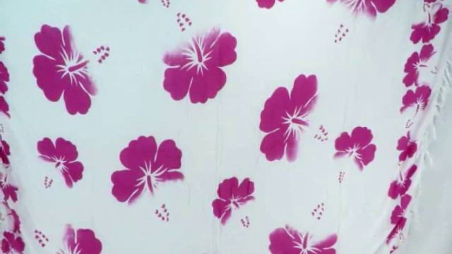 pink and white hibiscus Hawaiian flowers sarong batik Swimwears pareo wholesalesarong.com смотреть онлайн