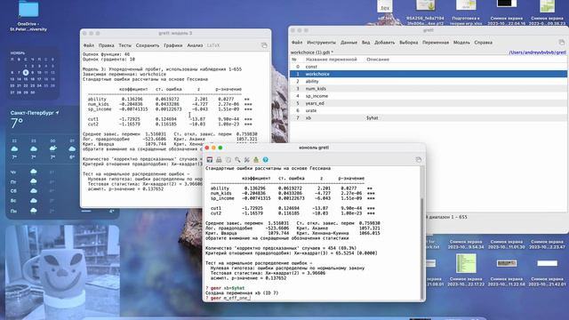 Построение в gretl probit упорядоченной модели и анализ влияния факторов смотреть онлайн
