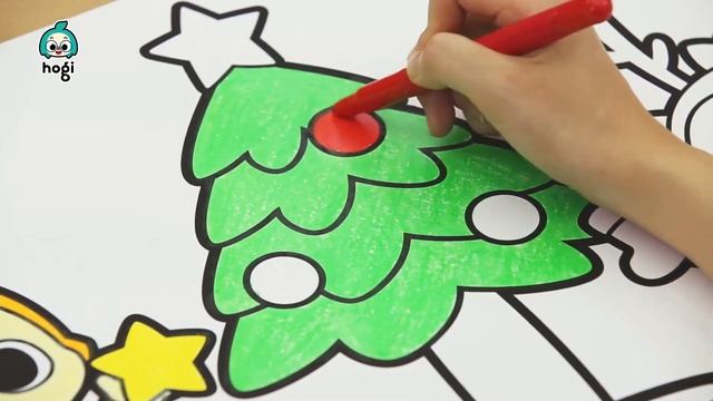 14 раскраска рождественской елки Рождество с Pinkfong & Hogi Hogi Arts для детей