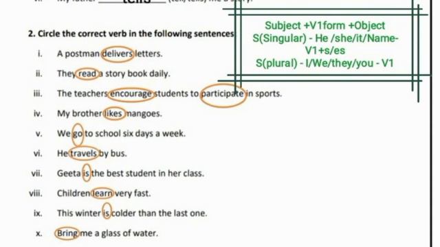 Tenses||Simple present tense||English Grammar||Class-4||Worksheet||Solution смотреть онлайн