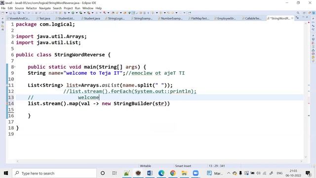 String Word Reverse in Java8 смотреть онлайн