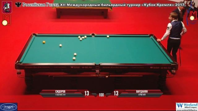 Финал XII Международный бильярдный турнир «Кубок Кремля», мужчины Сидоров.А - Варданян.Р