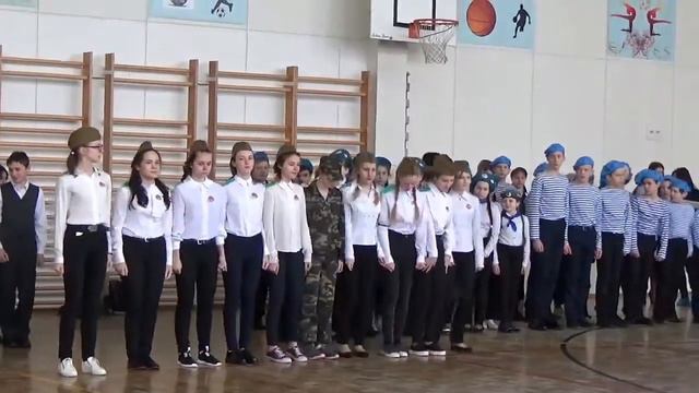 МАОУ СШ№8 п.Новосмолинский. ЮНАРМЕЙСКИЙ ПАРАД 22.02.17 смотреть онлайн