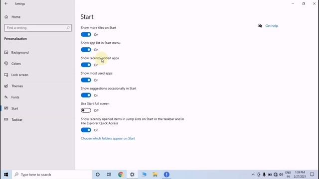 How to customize start menu option in windows 10 in Hindi | Start option in personalization смотреть онлайн